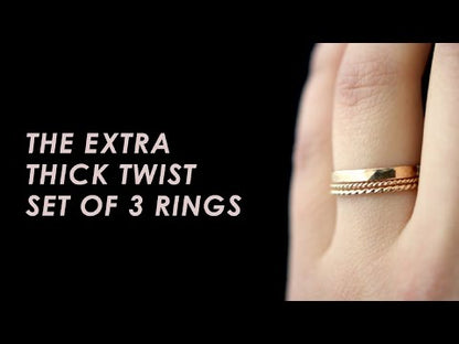 Extra Thick Twist Set of 3 Stacking Rings, Gold Fill, Rose Gold Fill or Sterling Silver