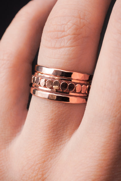 The Ultimate Bead Set of 5 Stacking Rings, Gold Fill, Rose Gold Fill or Sterling Silver