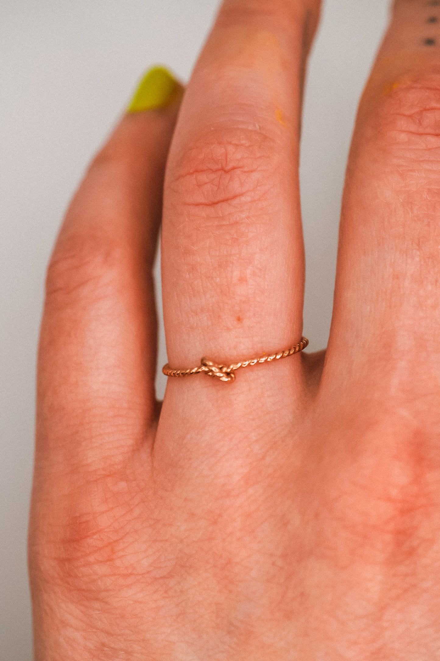 Twist Closed Knot Ring, Solid 14K Rose Gold