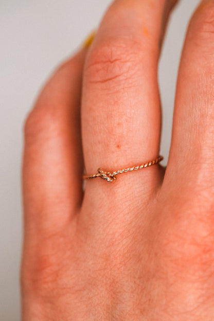 Twist Closed Knot Ring, Solid 14K Rose Gold