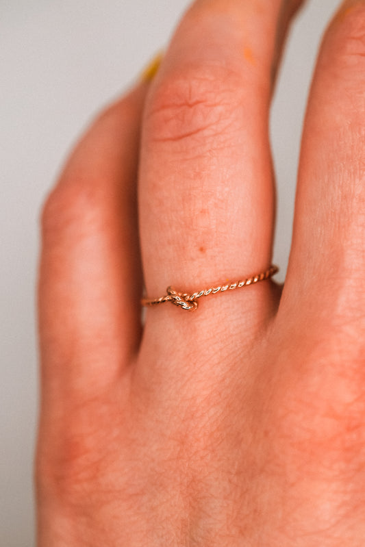 Twist Closed Knot Ring, 14K Rose Gold Fill