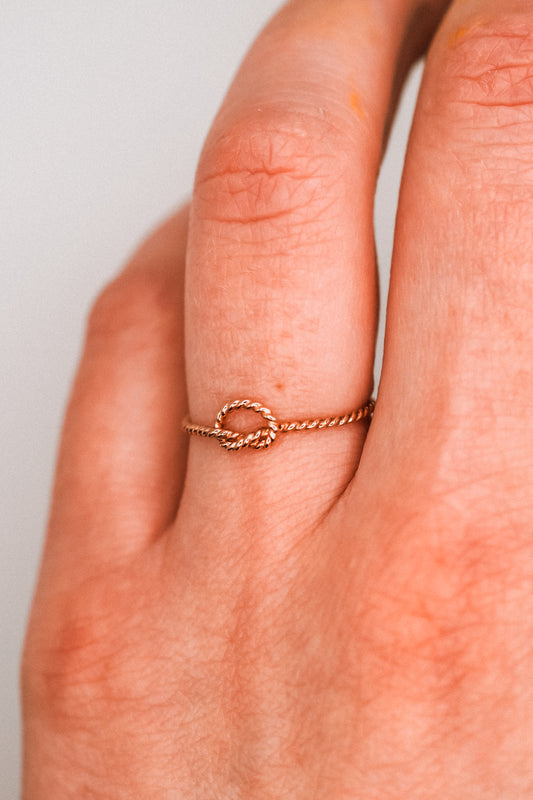 Twist Open Knot Ring, Solid 14K Rose Gold