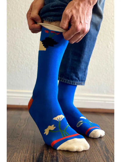 Men's Flowers Crew Socks by Robbie Simon