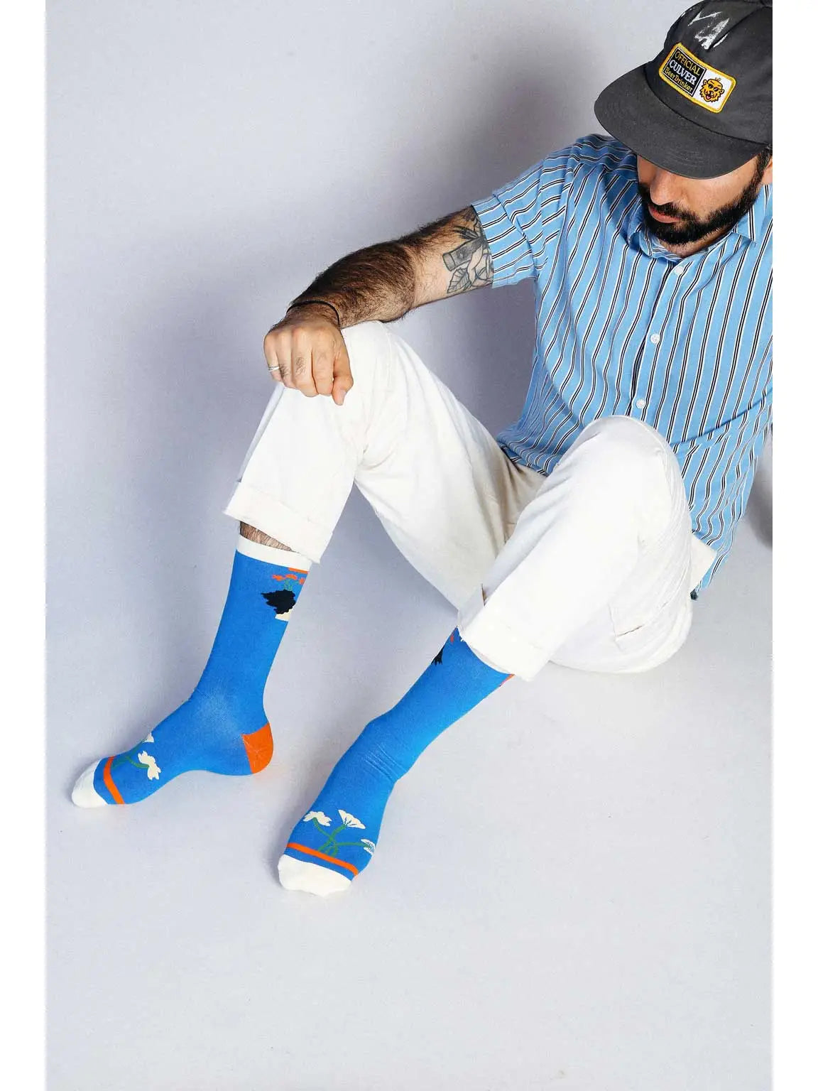 Men's Flowers Crew Socks by Robbie Simon