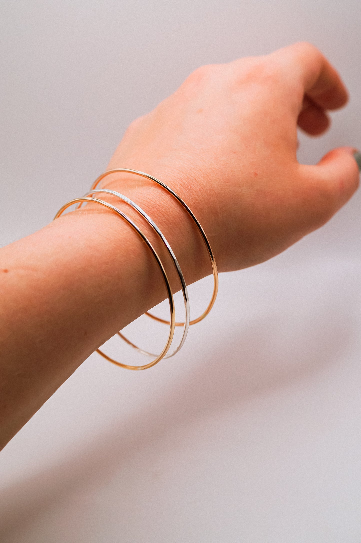 Rounded Bangle Bracelet, Gold Fill, Rose Gold Fill or Sterling Silver