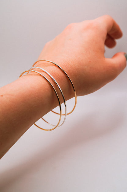 Rounded Bangle Bracelet, Gold Fill, Rose Gold Fill or Sterling Silver