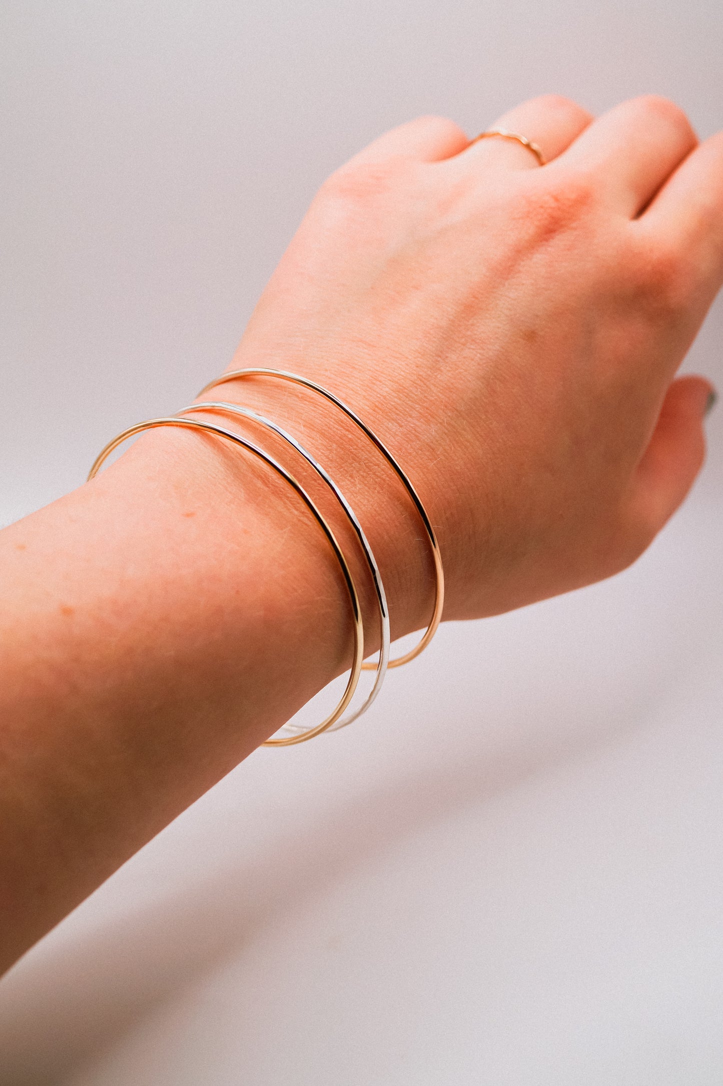 Rounded Bangle Bracelet, Gold Fill, Rose Gold Fill or Sterling Silver