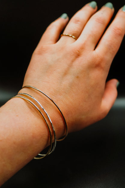 Rounded Bangle Bracelet, Gold Fill, Rose Gold Fill or Sterling Silver