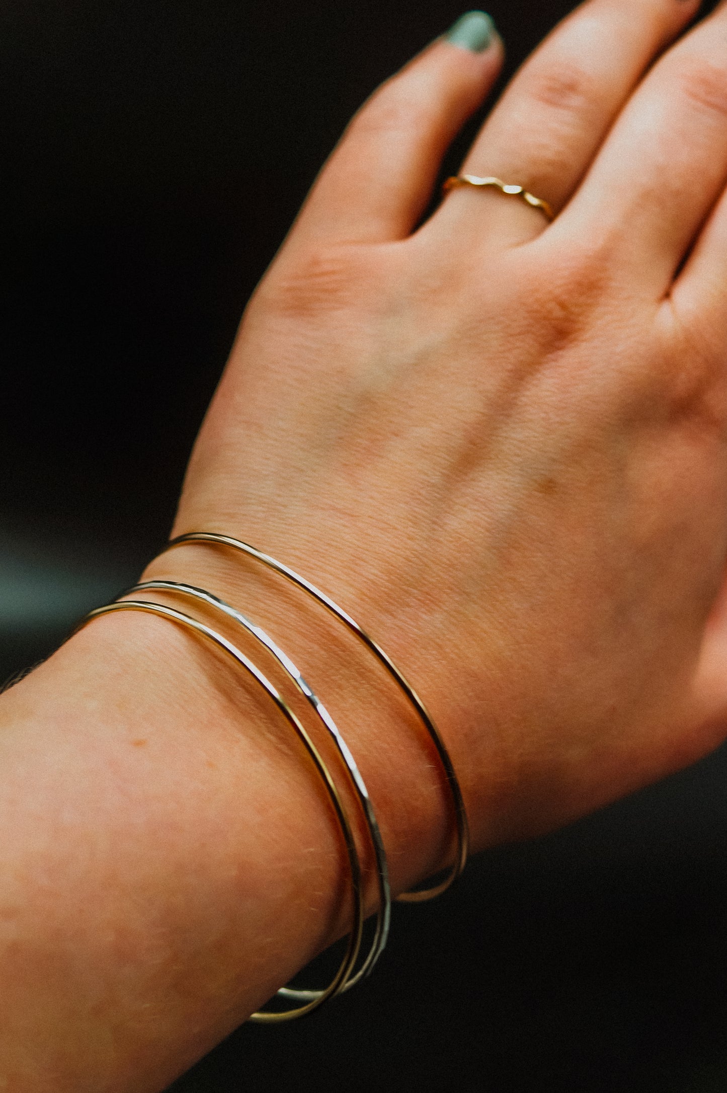 Rounded Bangle Bracelet, Gold Fill, Rose Gold Fill or Sterling Silver