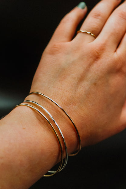 Rounded Bangle Bracelet, Gold Fill, Rose Gold Fill or Sterling Silver