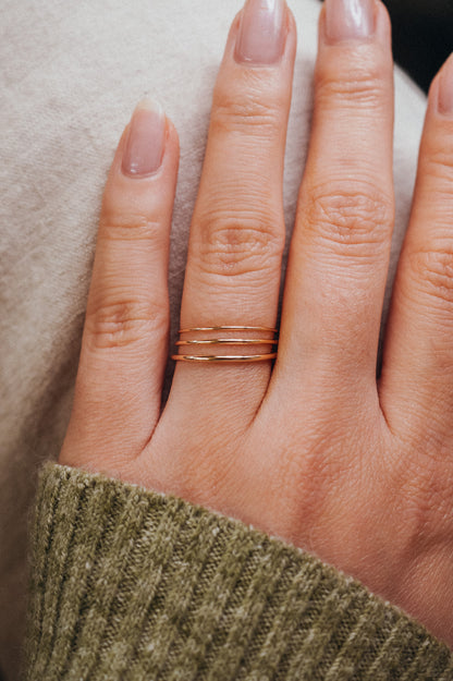 Simple Stacking Set Of 3 Rings, Gold Fill, Rose Gold Fill or Sterling Silver