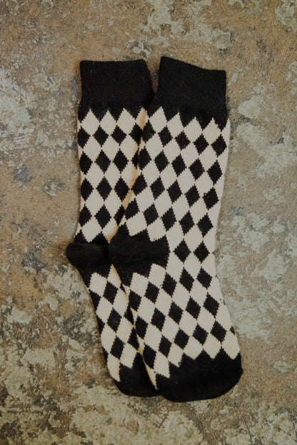 Black & White Diamond Pattern Ankle Socks