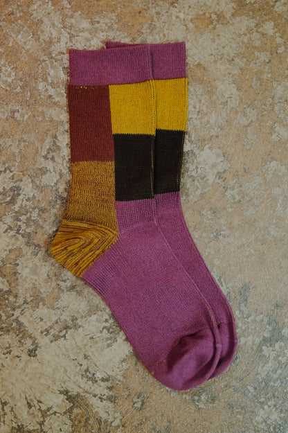 Purple Color Block Ankle Socks