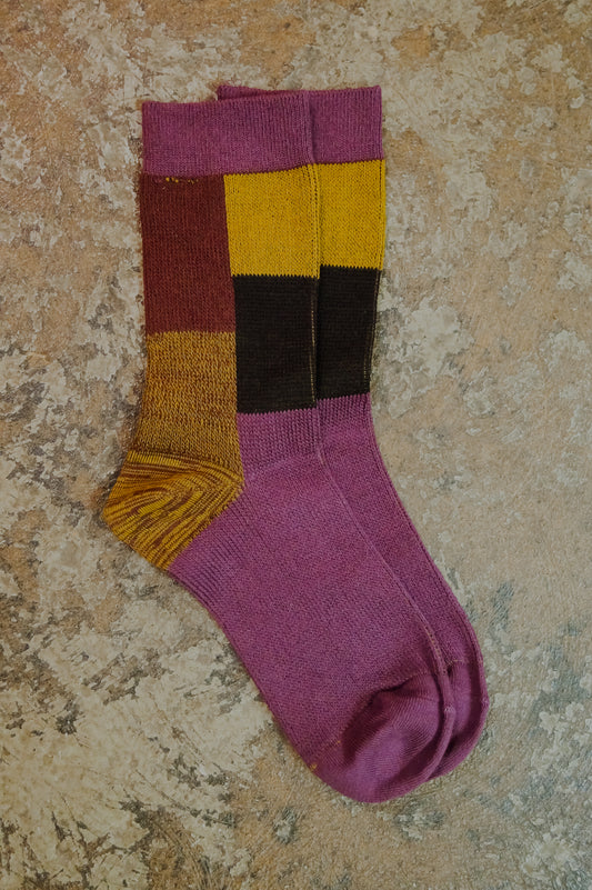Purple Color Block Ankle Socks