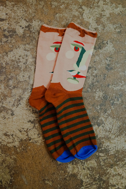 Abstract Face Ankle Socks