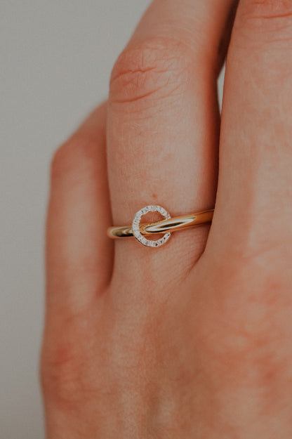 Solitaire Sparkle Link Ring, Mixed Metals