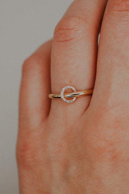 Solitaire Sparkle Link Ring, Mixed Metals