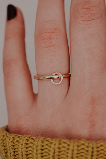 Solitaire Sparkle Link Ring, Mixed Metals