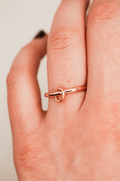 Solitaire Sparkle Link Ring, 14K Rose Gold Fill
