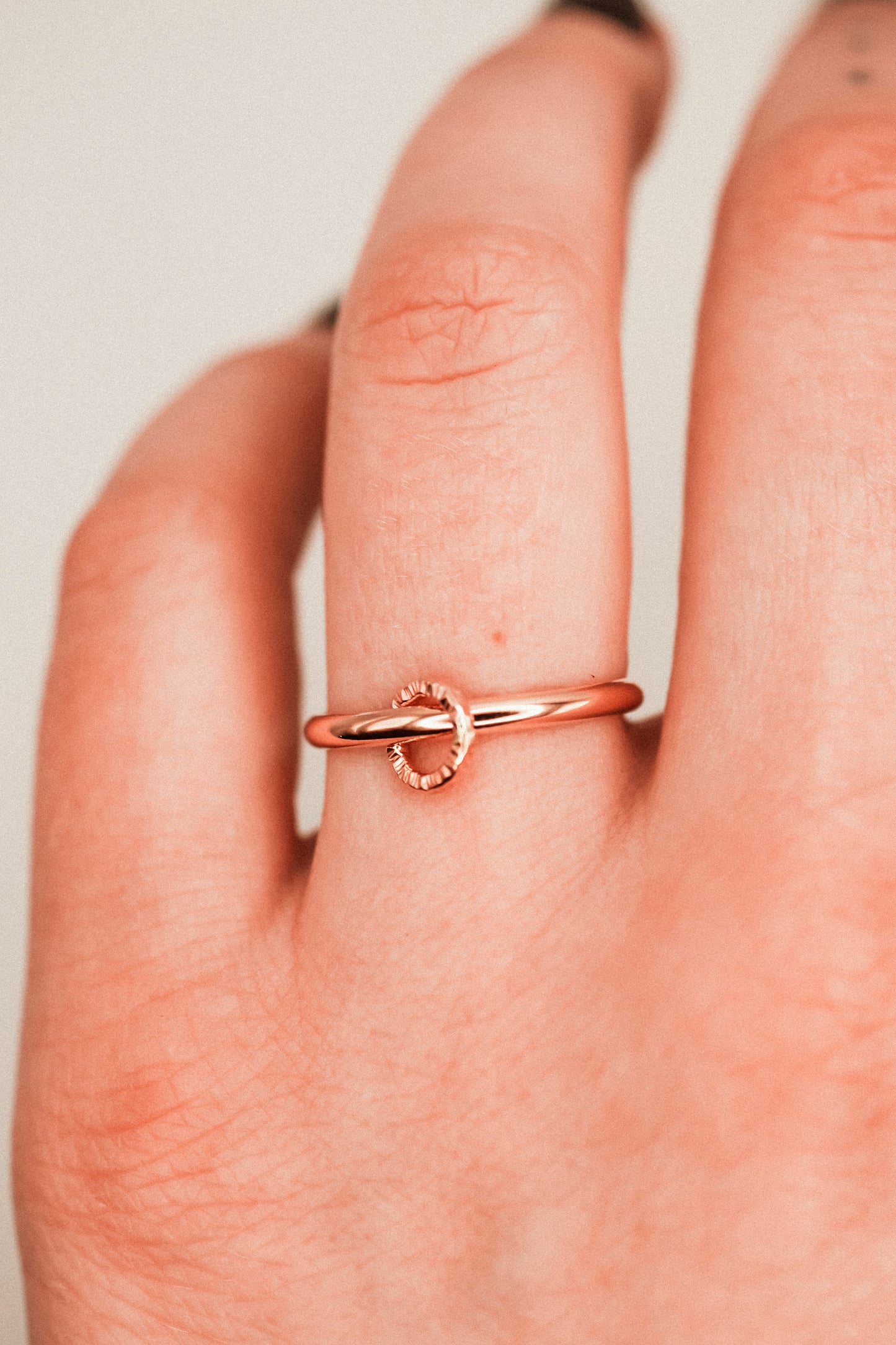 Solitaire Sparkle Link Ring, 14K Rose Gold Fill