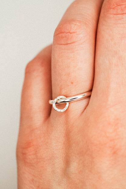 Solitaire Sparkle Link Ring, Sterling Silver