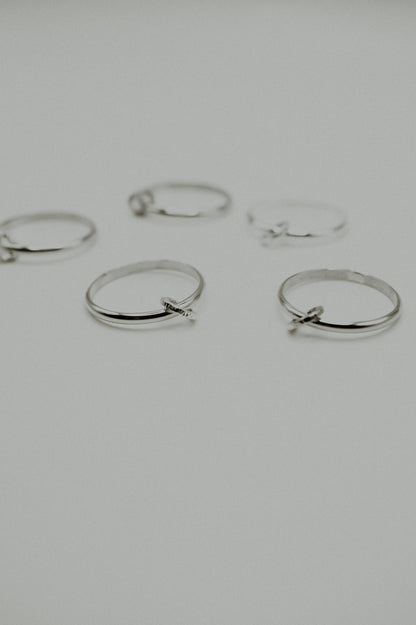 Solitaire Sparkle Link Ring, Sterling Silver