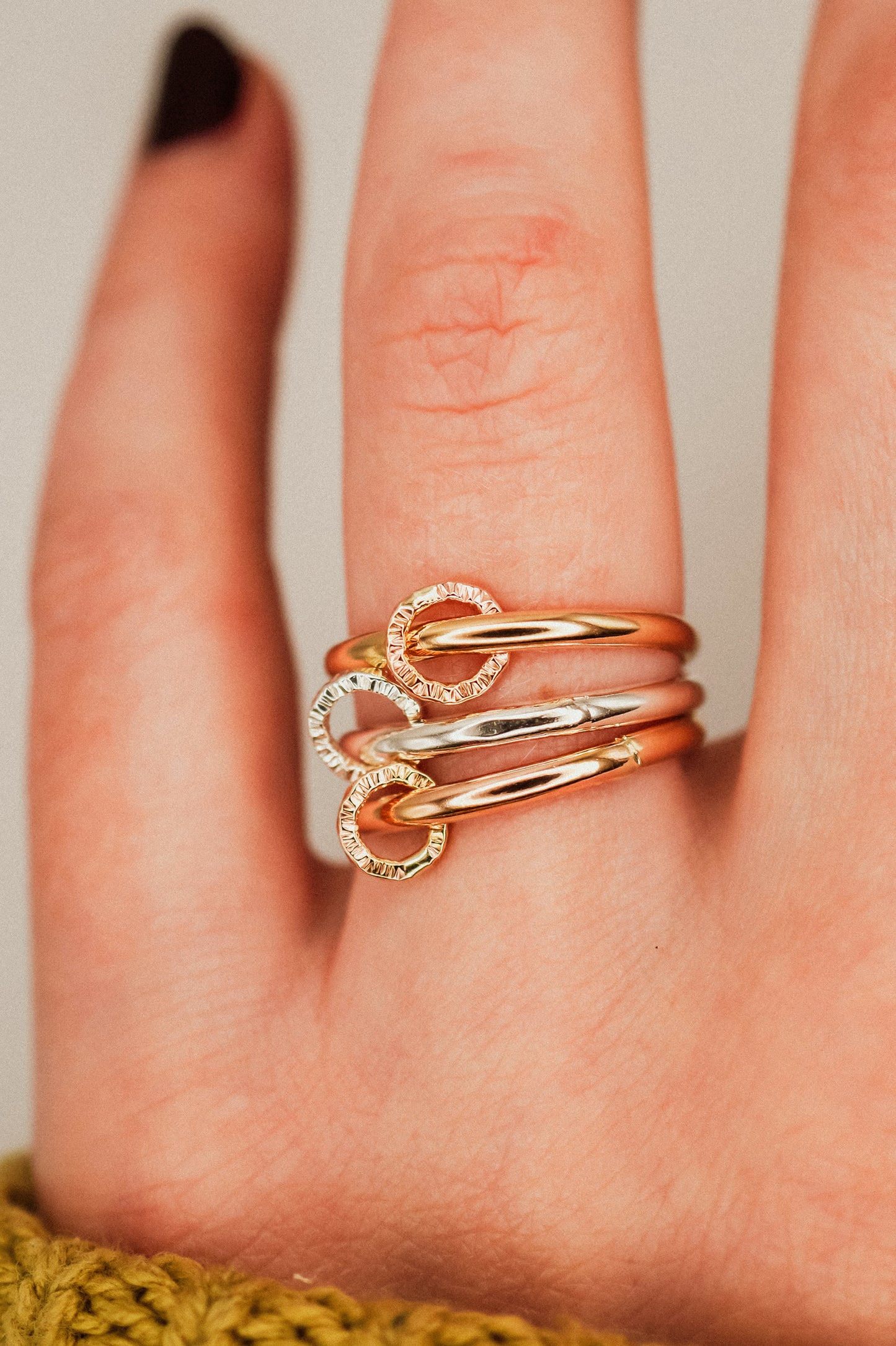 Solitaire Sparkle Link Ring, Sterling Silver