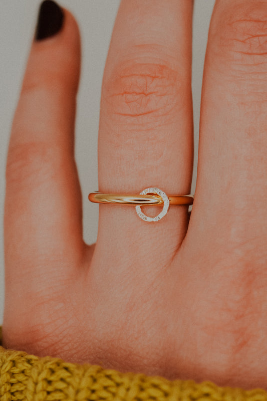 Solitaire Sparkle Link Ring, Mixed Metals