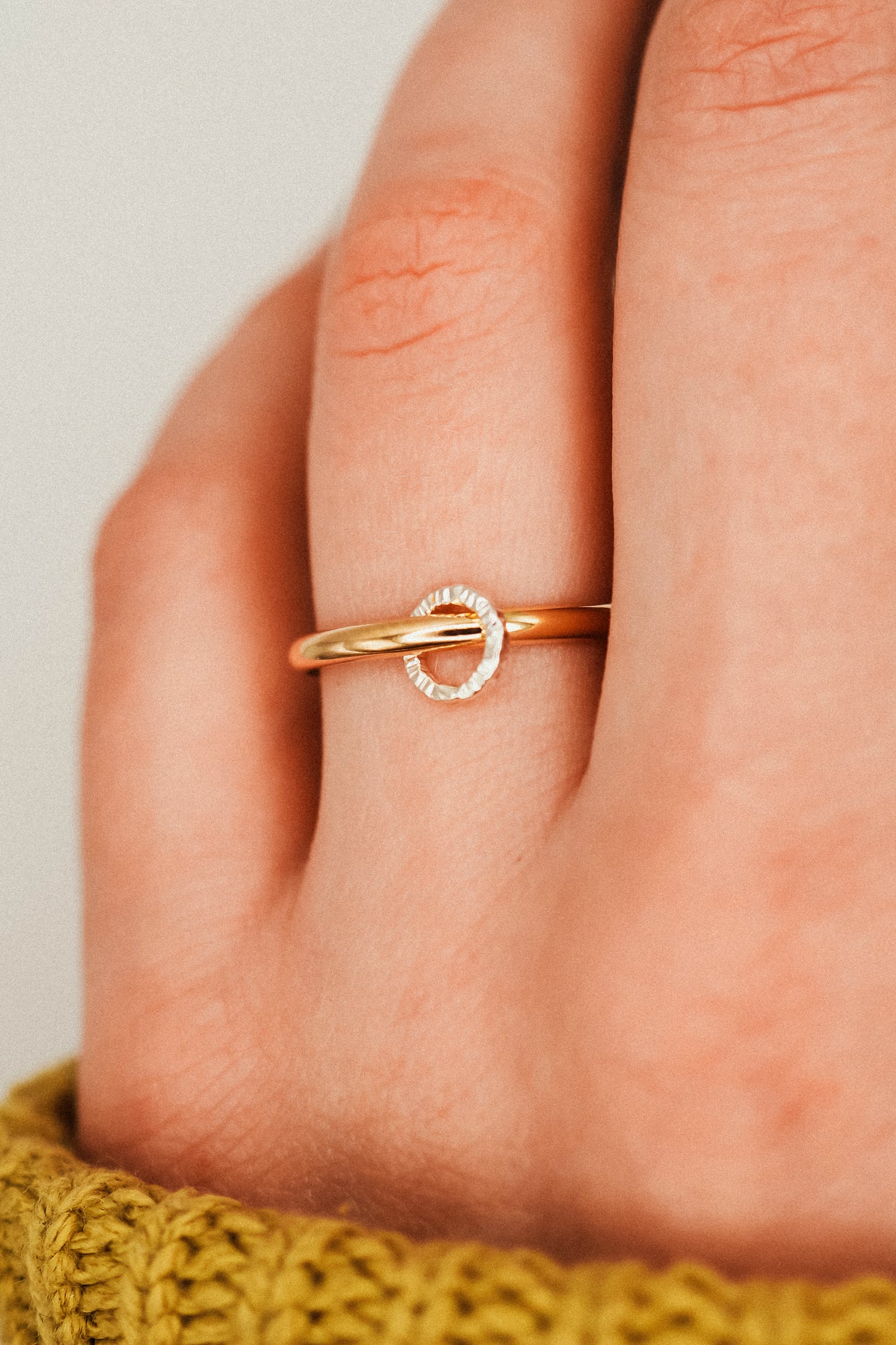 Solitaire Sparkle Link Ring, Mixed Metals