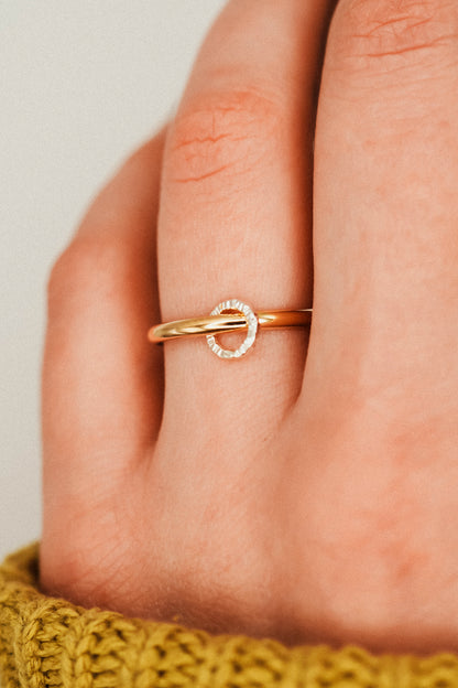 Solitaire Sparkle Link Ring, Mixed Metals