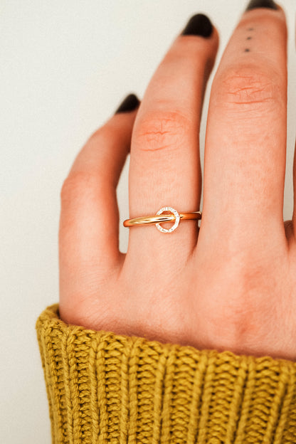 Solitaire Sparkle Link Ring, Mixed Metals