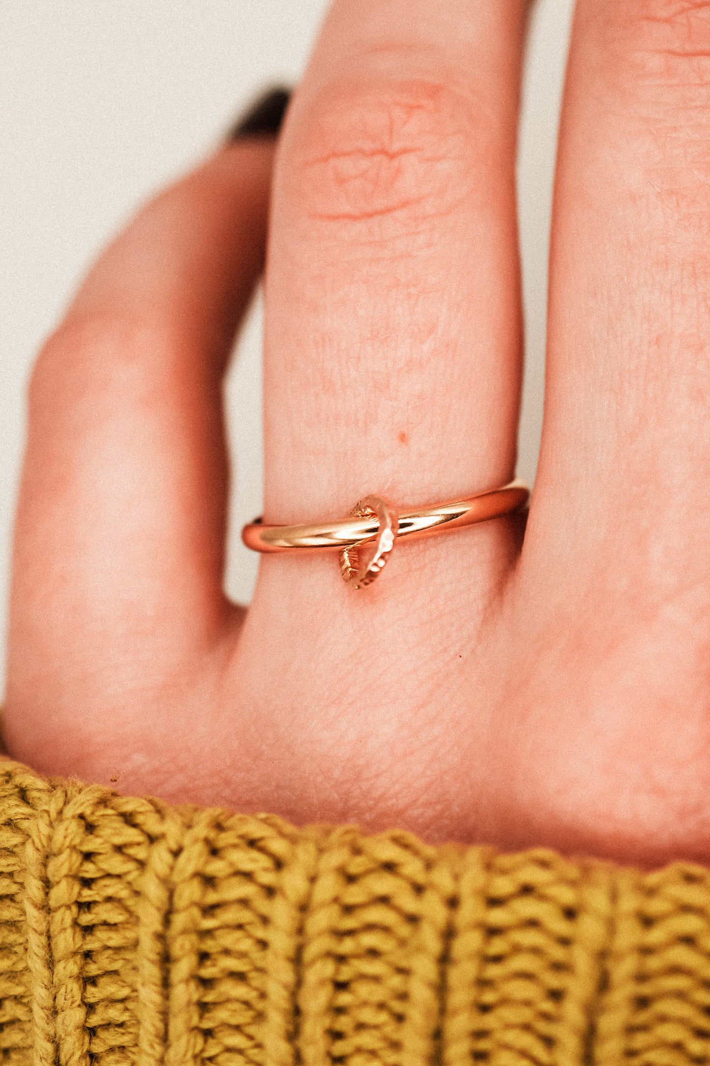 Solitaire Sparkle Link Ring, 14K Rose Gold Fill