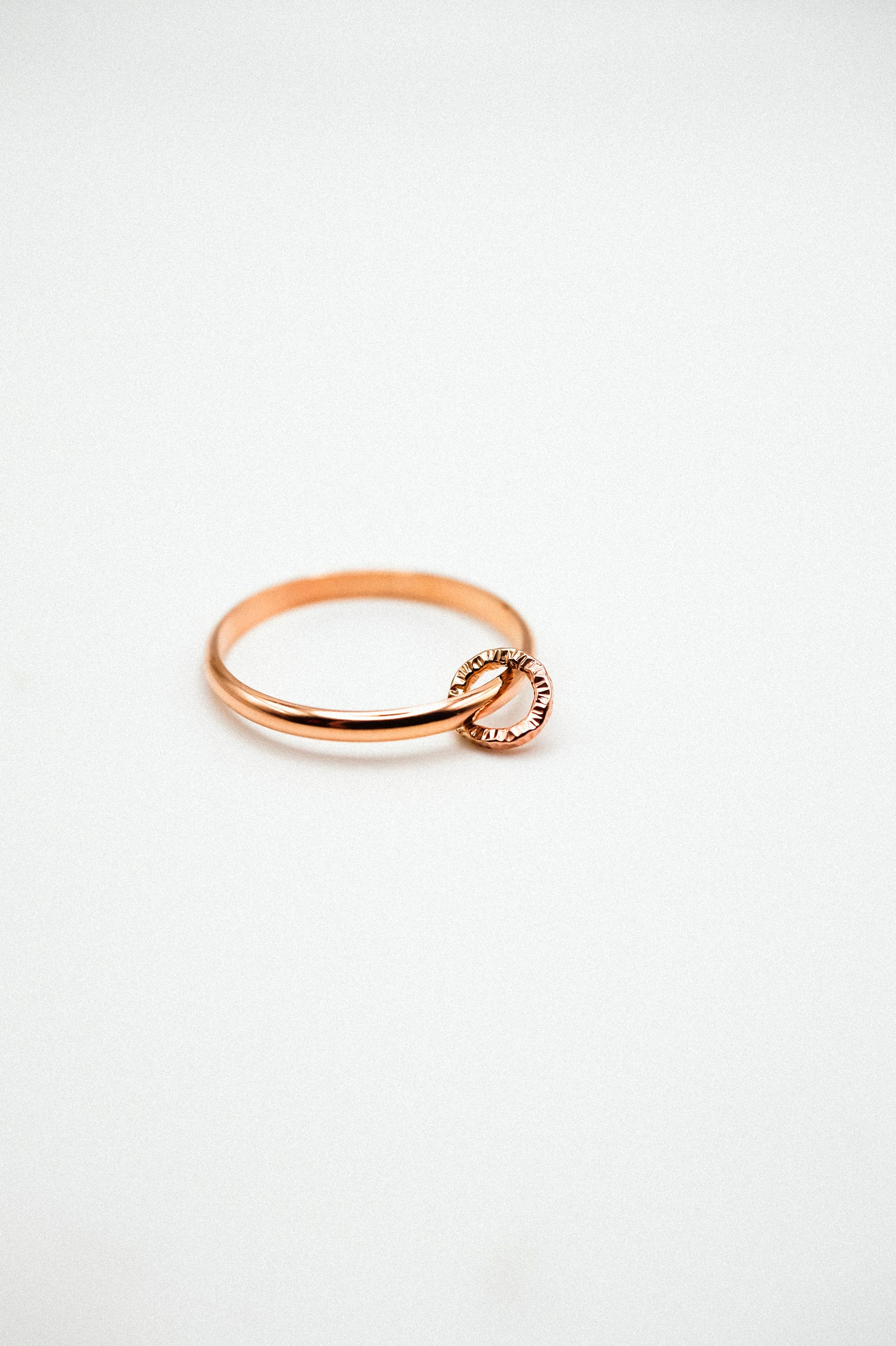 Solitaire Sparkle Link Ring, 14K Rose Gold Fill