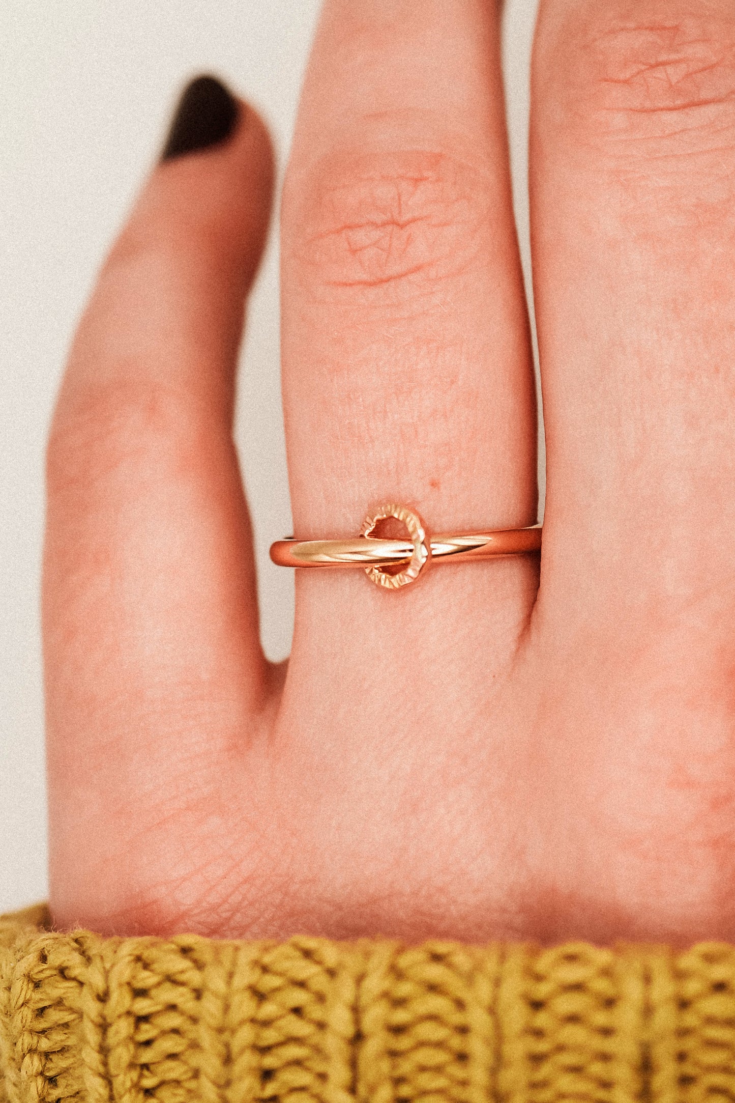 Solitaire Sparkle Link Ring, 14K Rose Gold Fill
