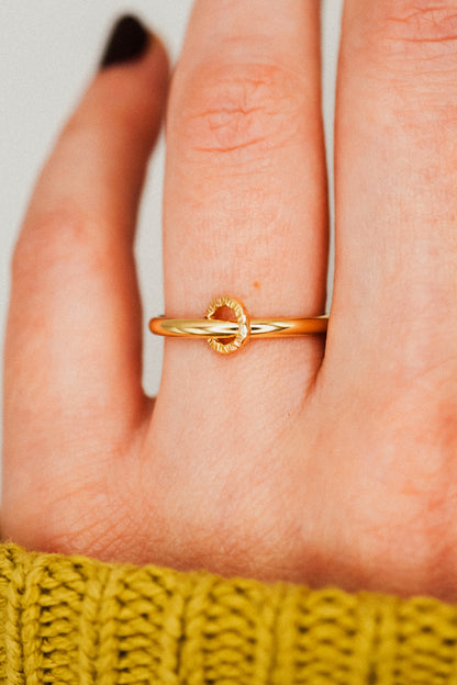 Solitaire Sparkle Link Ring, 14K Gold Fill