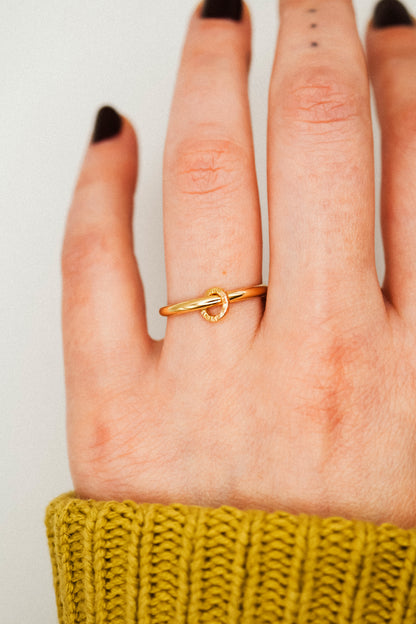 Solitaire Sparkle Link Ring, 14K Gold Fill