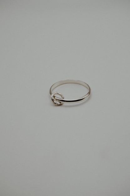 Solitaire Sparkle Link Ring, Sterling Silver