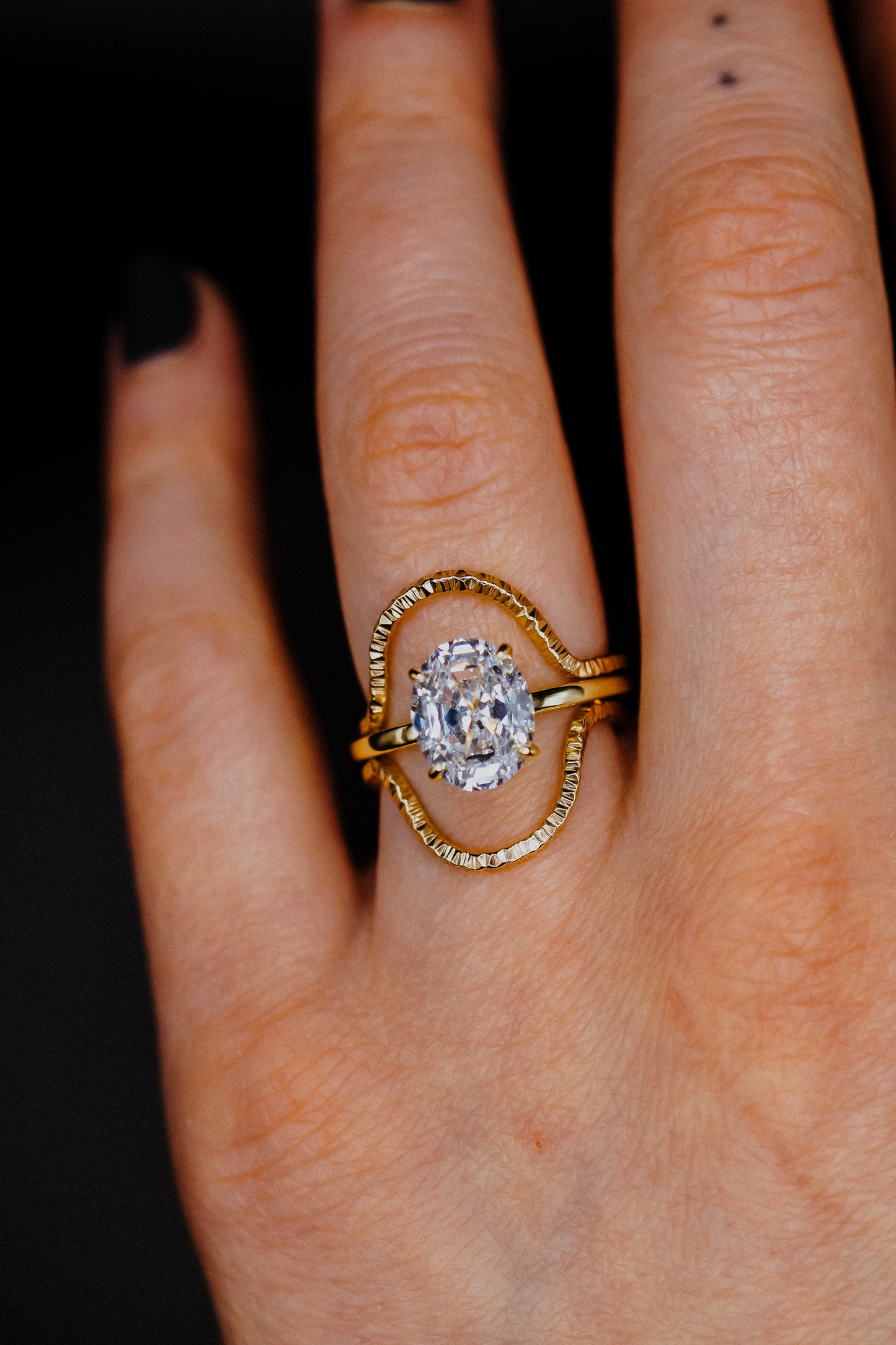 Sparkle Arc Set of 2 Stacking Rings in Gold, Rose Gold or Silver