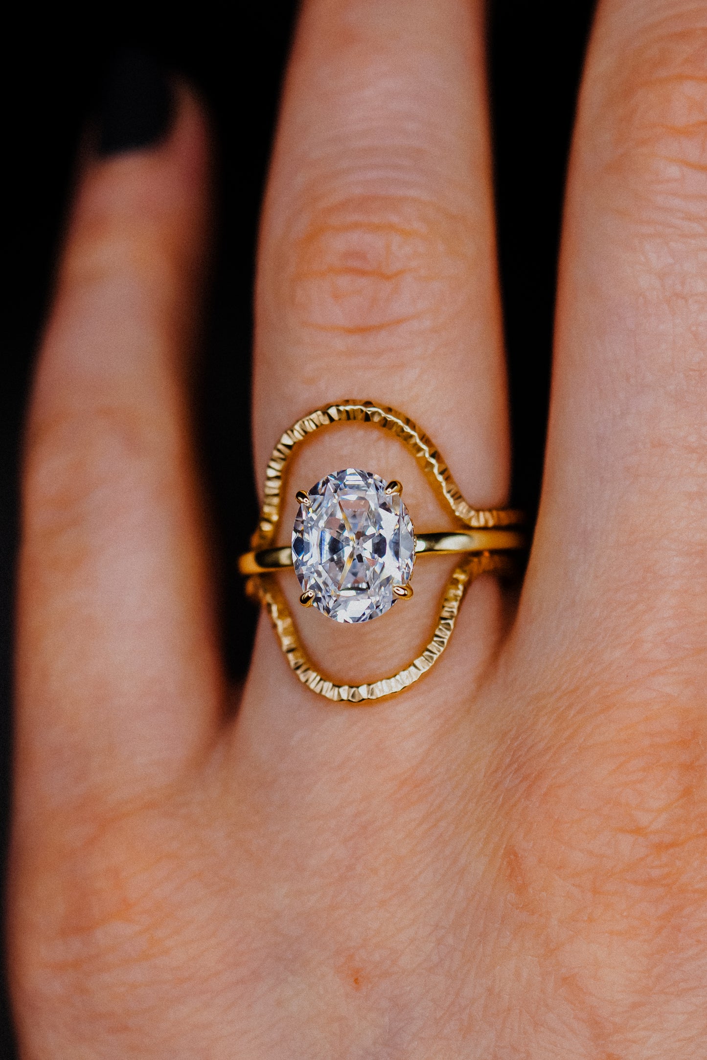 Sparkle Arc Set of 2 Stacking Rings in Gold, Rose Gold or Silver