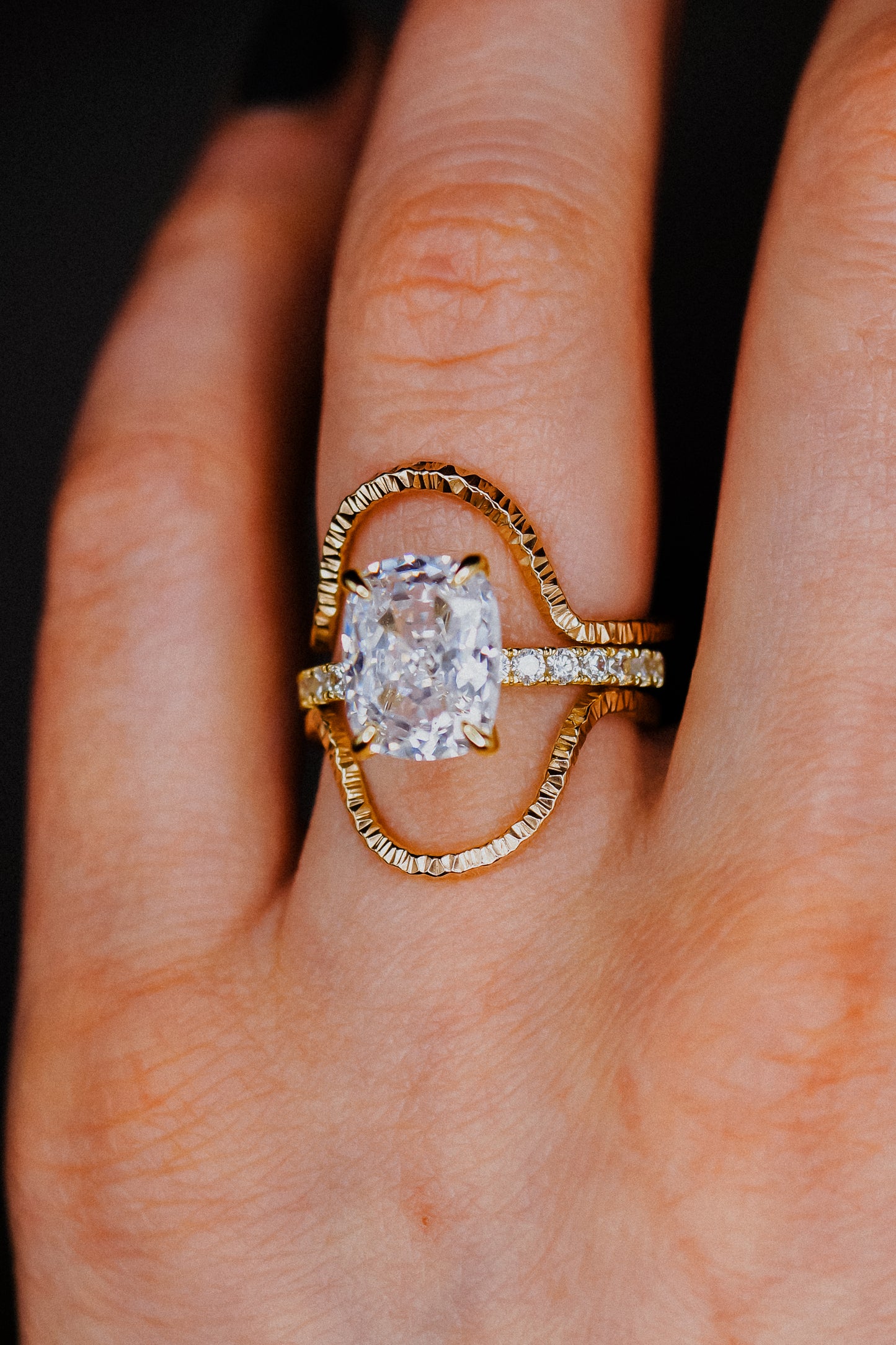 Sparkle Arc Set of 2 Stacking Rings in Gold, Rose Gold or Silver