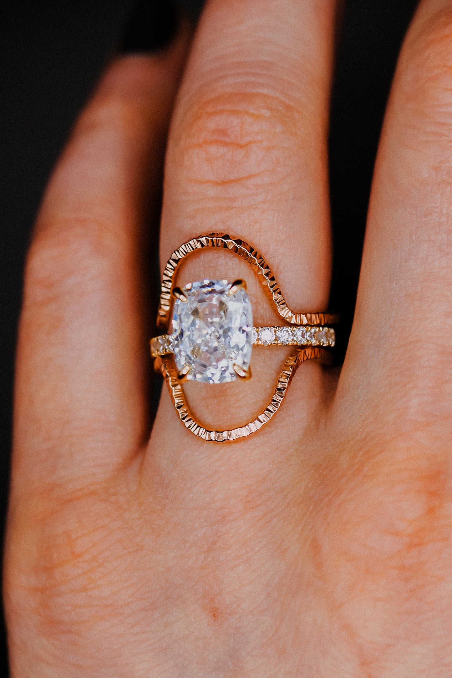 Sparkle Arc Set of 2 Stacking Rings in Gold, Rose Gold or Silver