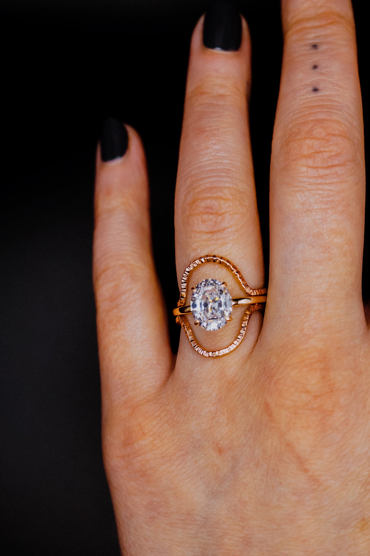 Sparkle Arc Set of 2 Stacking Rings in Gold, Rose Gold or Silver