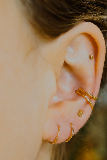 Sparkle Huggie Hoop Earring in Solid 14K Gold