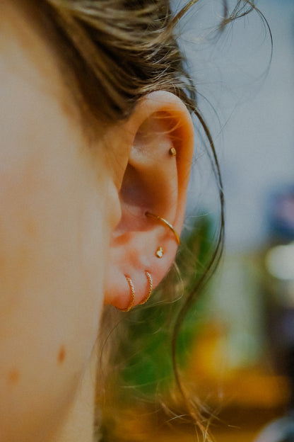 Sparkle Huggie Hoop Earring in Solid 14K Gold