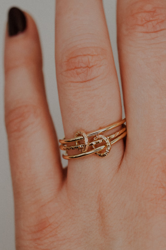 Sparkle Ladder Link Ring, 14K Gold Fill