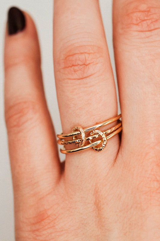 Sparkle Ladder Link Ring, 14K Gold Fill