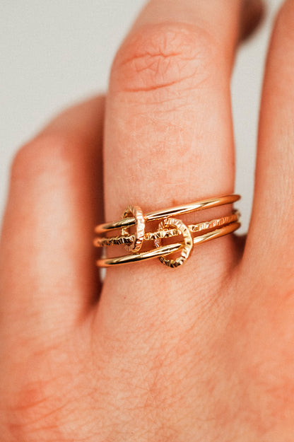 Sparkle Ladder Link Ring, 14K Gold Fill