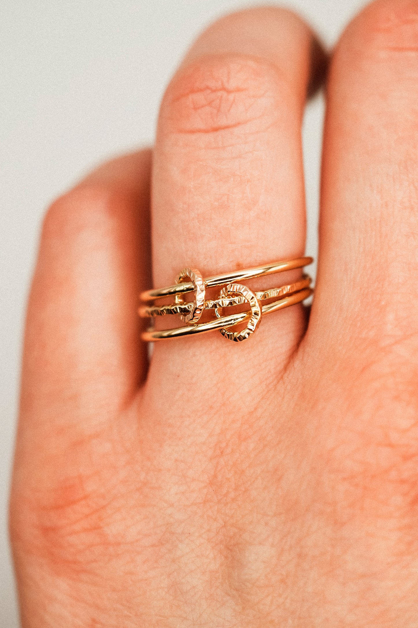 Sparkle Ladder Link Ring, 14K Gold Fill