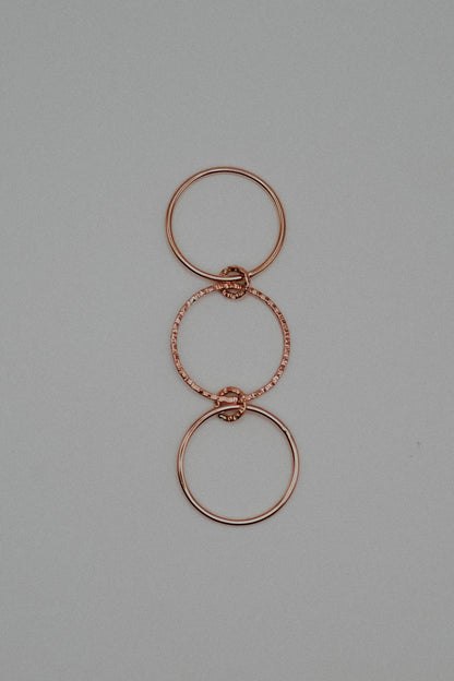 Sparkle Ladder Link Ring, 14K Rose Gold Fill