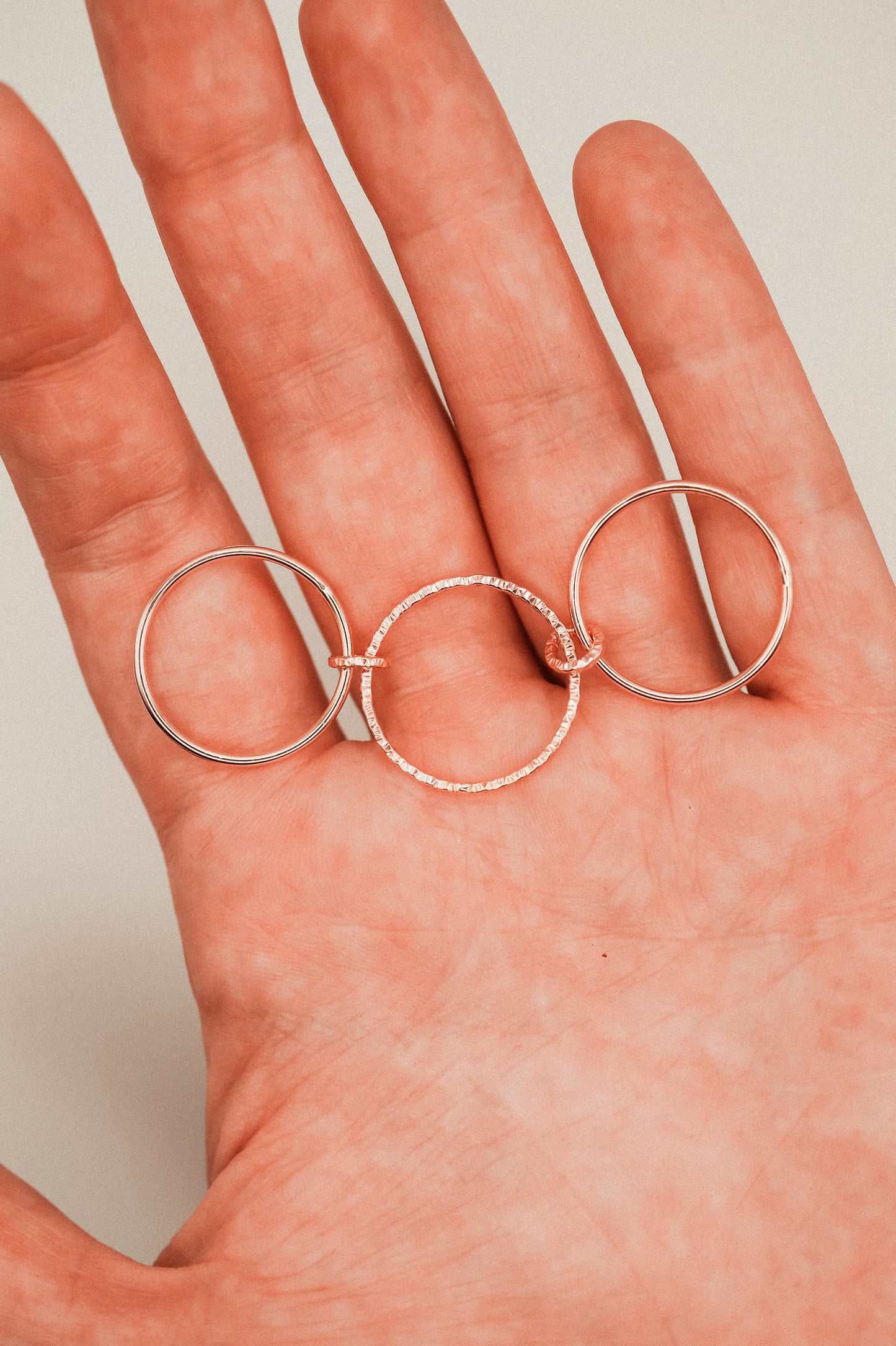 Sparkle Ladder Link Ring, 14K Rose Gold Fill